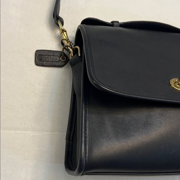 COACH VINTAGE COURT BAG CROSSBODY SATCHEL NAVY BLUE LEATHER 1229 MADE IN US - Picture 6 of 16